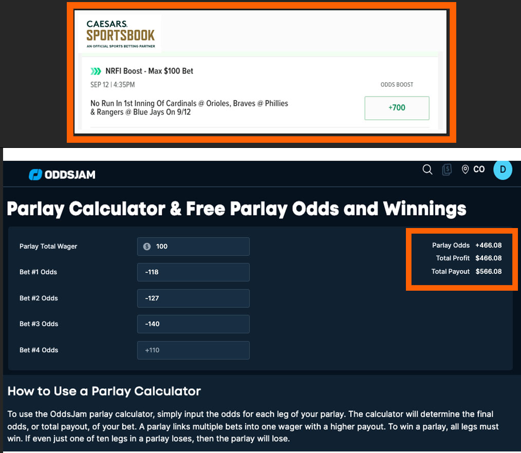 CoffeeAndBets's tweet photo. Q: How can I tell if a Parlay #sportsbet is profitable? 

A: You can find the value with a Parlay Calculator (I use @oddsjam). Here is an example: Caesers is offering boosted odds of +700 on a 3-leg parlay. Calculating true odds on each leg would be +466. That = value. https://t.co/hqmvPDq5go