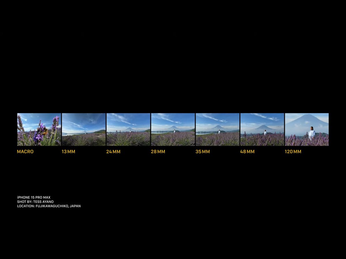 BenGeskin's tweet image. iPhone 15 Pro Max camera with 7 focal lengths 📷📷📷📷📷📷📷

Macro, 0.5x, 1x, 1.2x, 1.5x, 2x, 5x