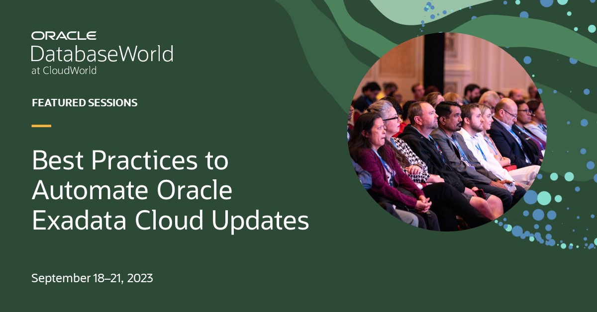 OracleExadata's tweet image. How do you maintain and secure your Oracle Exadata Database Service on dedicated #OCI and on #OracleExadata Cloud@Customer systems while reducing the manual effort? Join this session to learn more. social.ora.cl/6017P2AHJ