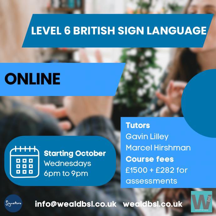 It’s September and back to routine for schools colleges and for you too. 
What about learning sign language or moving up a level? 
All courses start the week beginning 2nd October. 
Are you ready to get started? #signlanguage #BSL #level6 #level3 #level2 #level1