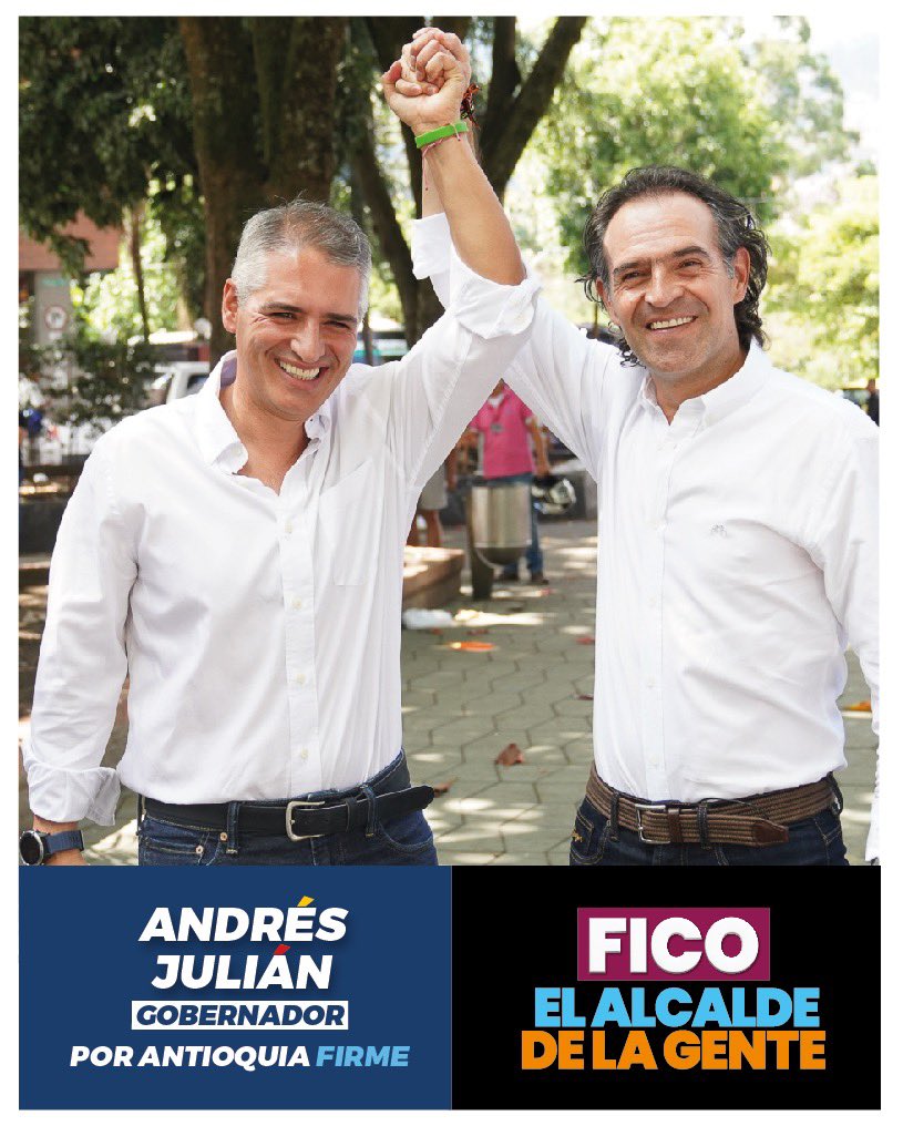 Nuestra fórmula a la Gobernación de Antioquia es <a href="/AndresJRendonC/">Andrés Julián</a> .
Por Antioquia, por Medellín, por Colombia 🇨🇴 .