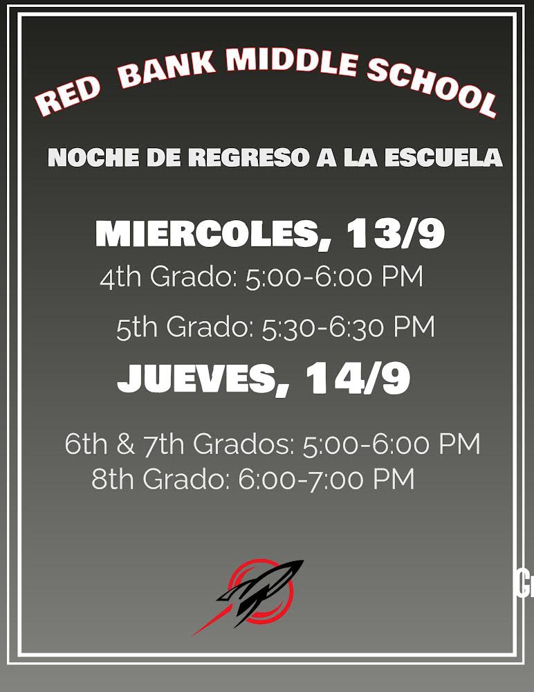 Red Bank Middle (@rbmsrockets) on Twitter photo Check out RBMS’ 2023 Back to School Night information below! 🍎 📚 ✏️ Principal Pierson, VP Harrington and teaching staff can’t wait to see you 🚀 #RocketFamily <a href="/rbmsROCKETS/">Red Bank Middle</a> <a href="/RedBankSup/">Dr. Jared Rumage</a> <a href="/DreamBigRB/">Luigi Laugelli</a> #RBBisBIA Check out RBMS’ 2023 Back to School Night information below! 🍎 📚 ✏️ Principal Pierson, VP Harrington and teaching staff can’t wait to see you 🚀 #RocketFamily <a href="/rbmsROCKETS/">Red Bank Middle</a> <a href="/RedBankSup/">Dr. Jared Rumage</a> <a href="/DreamBigRB/">Luigi Laugelli</a> #RBBisBIA