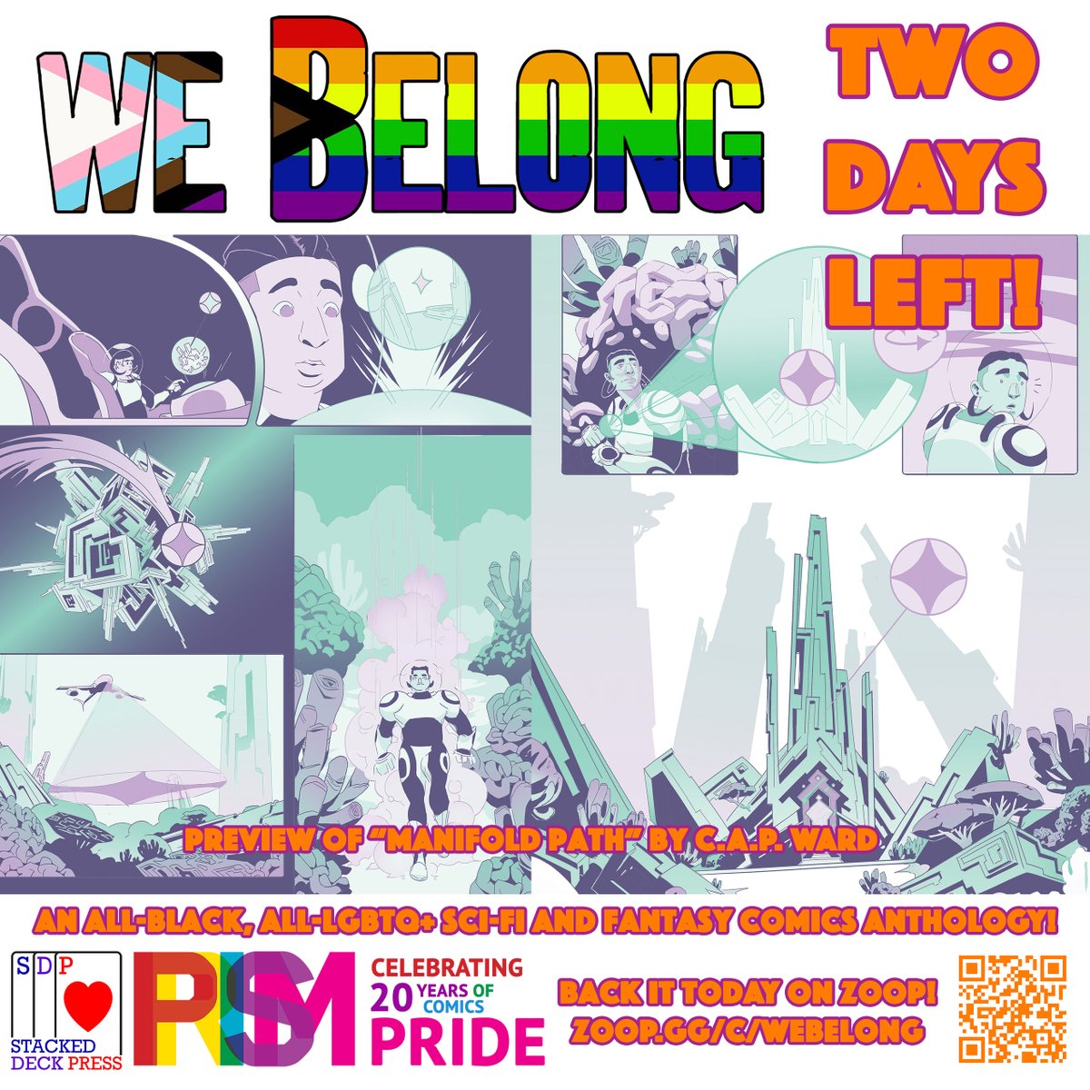 2 DAYS LEFT! #WeBelongComic the all-#Black, all-#LGBTQ+ sci-fi and fantasy comics anthology features over 20 amazing creators including @cevarra! Back this amazing project today on @WeAreZoop! zoop.gg/c/webelong #indiecomics #blackcomics #lgbtqcomics #crowdfunding