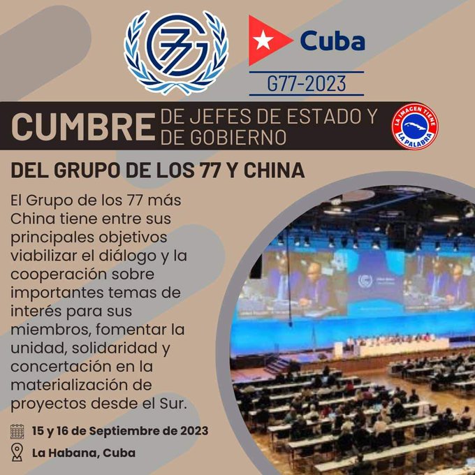 La Cumbre del G77 y China en #LaHabana #Cuba🇨🇺 es un hito crucial para promover la cooperación global. #CubaG77