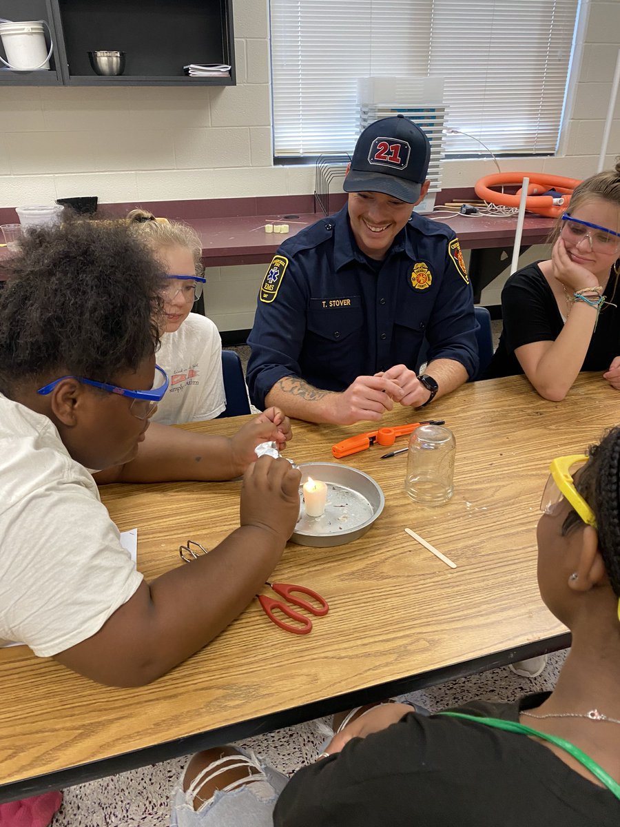 MrsLoden's tweet photo. A huge thanks to @cherokeecountyfire for coming and working with our 8th grade STEM classes as we learn all about the Fire Triangle, fire behavior and how it reacts to outside stimuli, heat transfer, and more! @CherokeeSchools 
#middleschool #stem #firetriangle https://t.co/dj7vF2ABkI