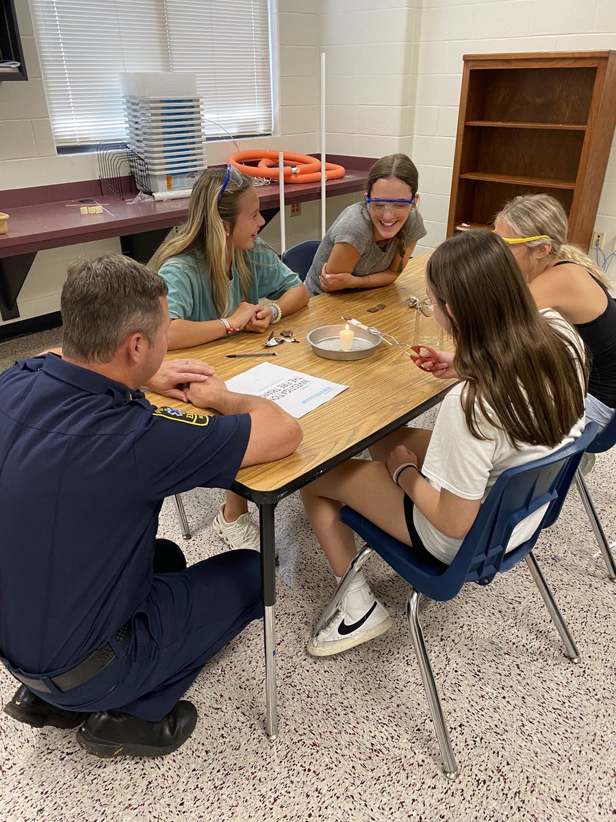 MrsLoden's tweet photo. A huge thanks to @cherokeecountyfire for coming and working with our 8th grade STEM classes as we learn all about the Fire Triangle, fire behavior and how it reacts to outside stimuli, heat transfer, and more! @CherokeeSchools 
#middleschool #stem #firetriangle https://t.co/dj7vF2ABkI
