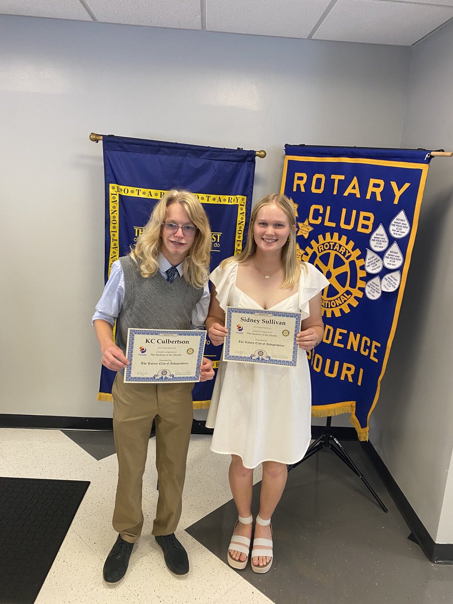 Jason Snodgrass (@drjsnodgrass) on Twitter photo Congratulations to KC Culbertson and Sidney Sullivan for being selected as the <a href="/IndepMoRotary/">Rotary Club of Independence, Missouri</a> students of the month! #fortproud Congratulations to KC Culbertson and Sidney Sullivan for being selected as the <a href="/IndepMoRotary/">Rotary Club of Independence, Missouri</a> students of the month! #fortproud