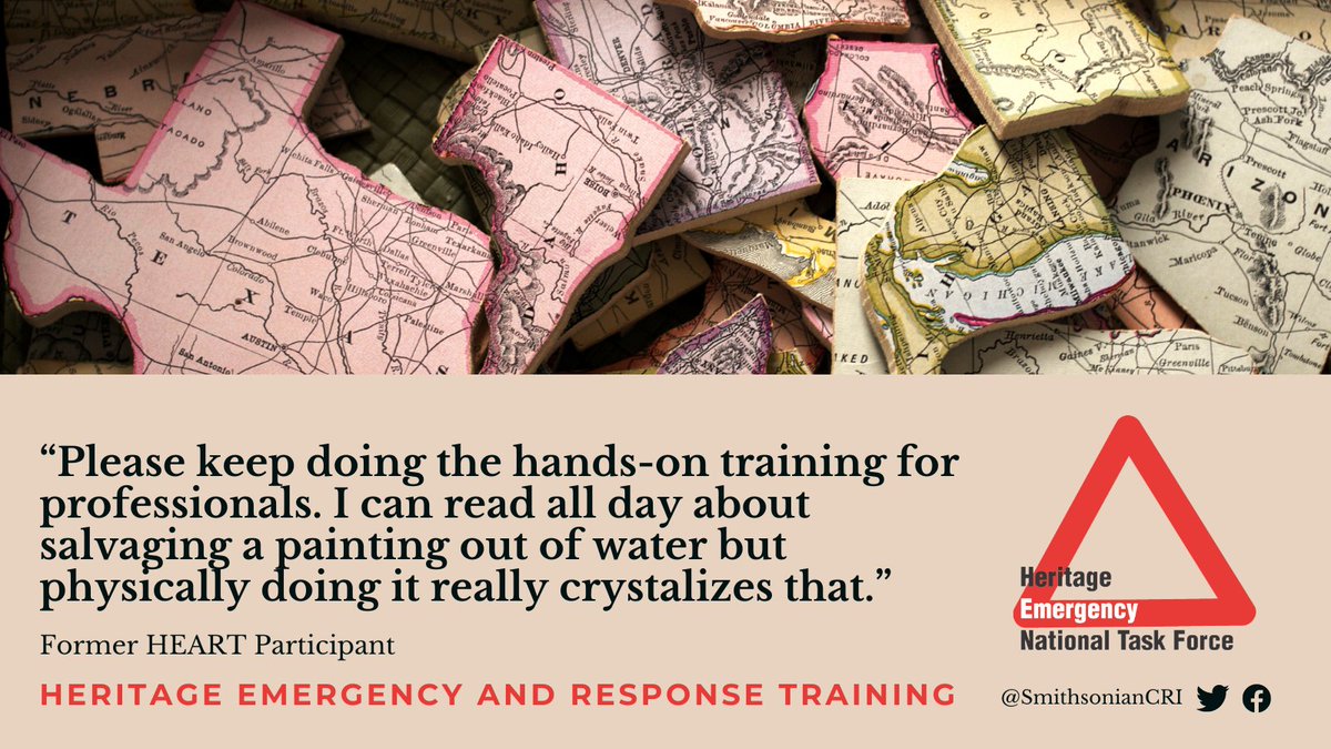 Learn more about Heritage Emergency and Response Training and apply here: s.si.edu/45C9Eyh #HENTF @smithsonian @fema #HEARTraining2023