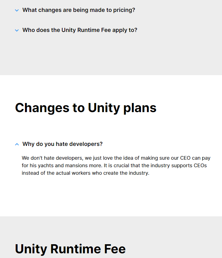 MomijiStudios's tweet photo. What a weird part of the FAQ 🤔
#unity #unity3d https://t.co/hkq0oWszpB