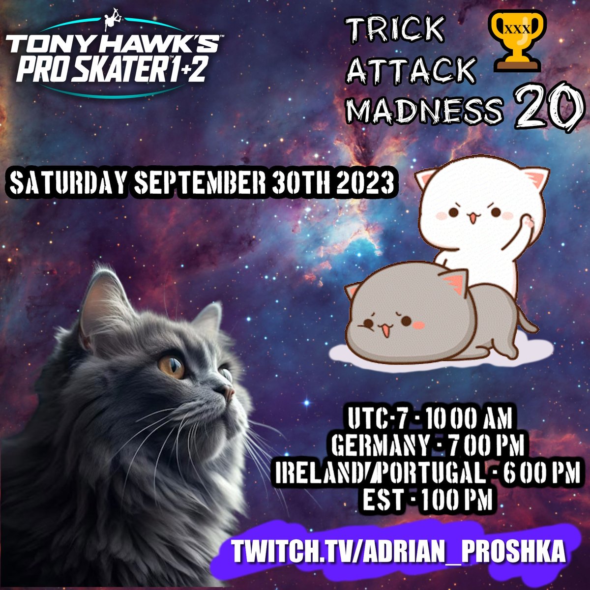 AdrianProshka's tweet photo. soon
#thps #thps1and2 #tournament #TrickAttack #TonyHawk #skate #SK8 #thpsTournament #twitch https://t.co/Y4tk872MEz