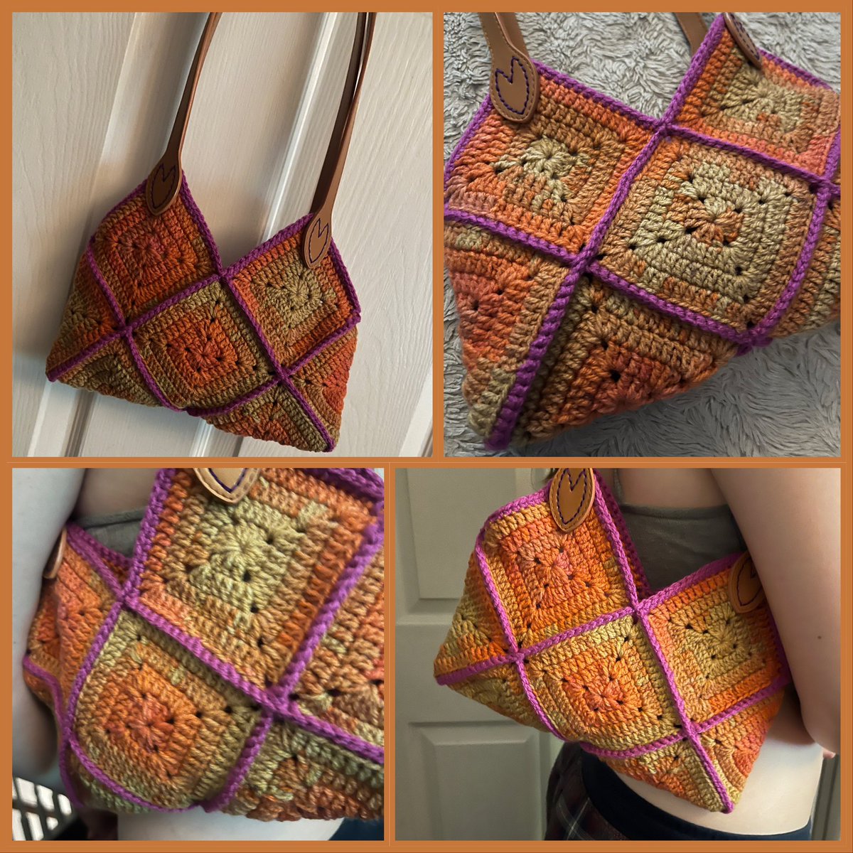 DDCrochetDesign's tweet photo. Just finished the handles on this little crochet shoulder bag 🧡🩷💜 Need to add a button tomorrow #womaninbizhour #MHHSBD #crochet #Autumn #grannysquare #bohobag #ombre #magic #crochetbag #wip #yarn https://t.co/00Vnp9TLxW https://t.co/UzcjFJFmUW