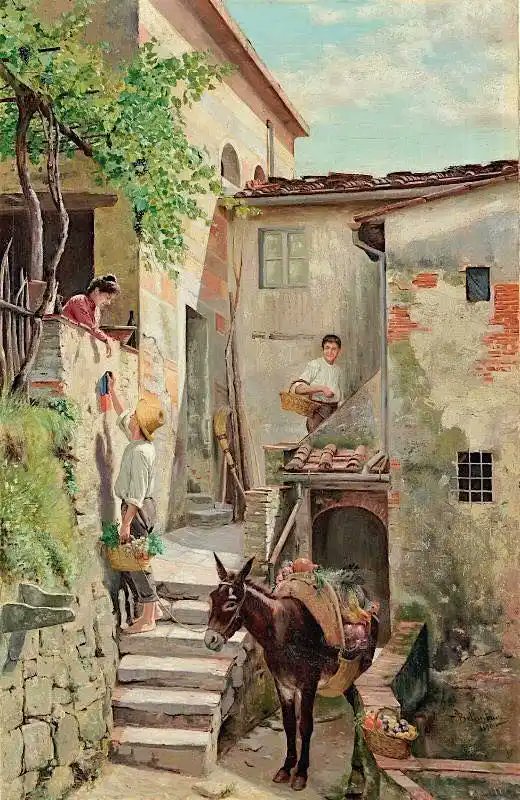 ADOLFO BELIMBAU
Pintor Italiano
1845-1938
Óleo s/ Lienzo - 100 x 65 cm
"Vida en el Campo"
.