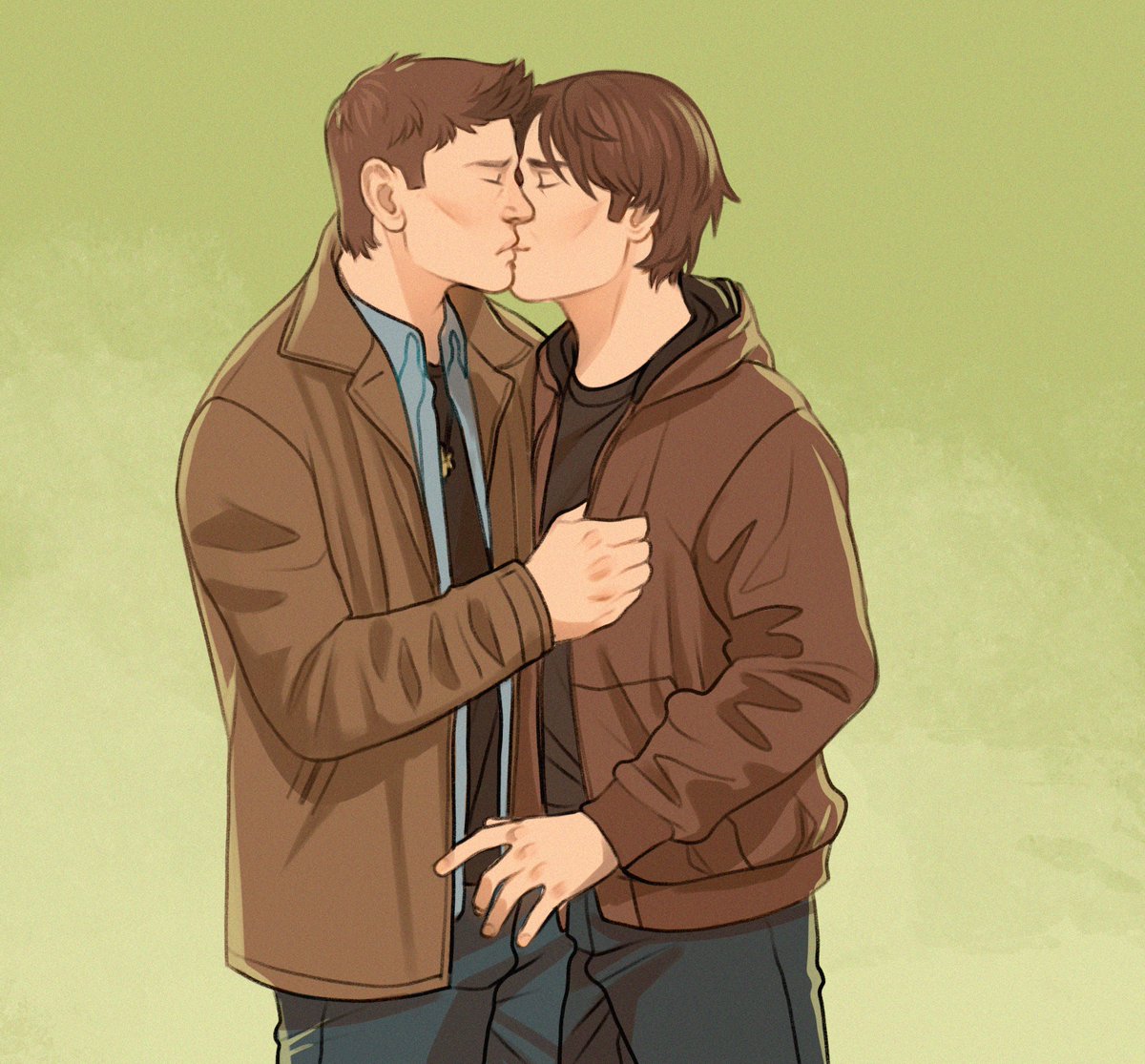 that brief moment where they were the same height. Sam slowly gets more confident and Dean insists on letting Sammy know that he’s still Sams protector.
#wincest #samdean #supernatural #samwinchester #deanwinchester