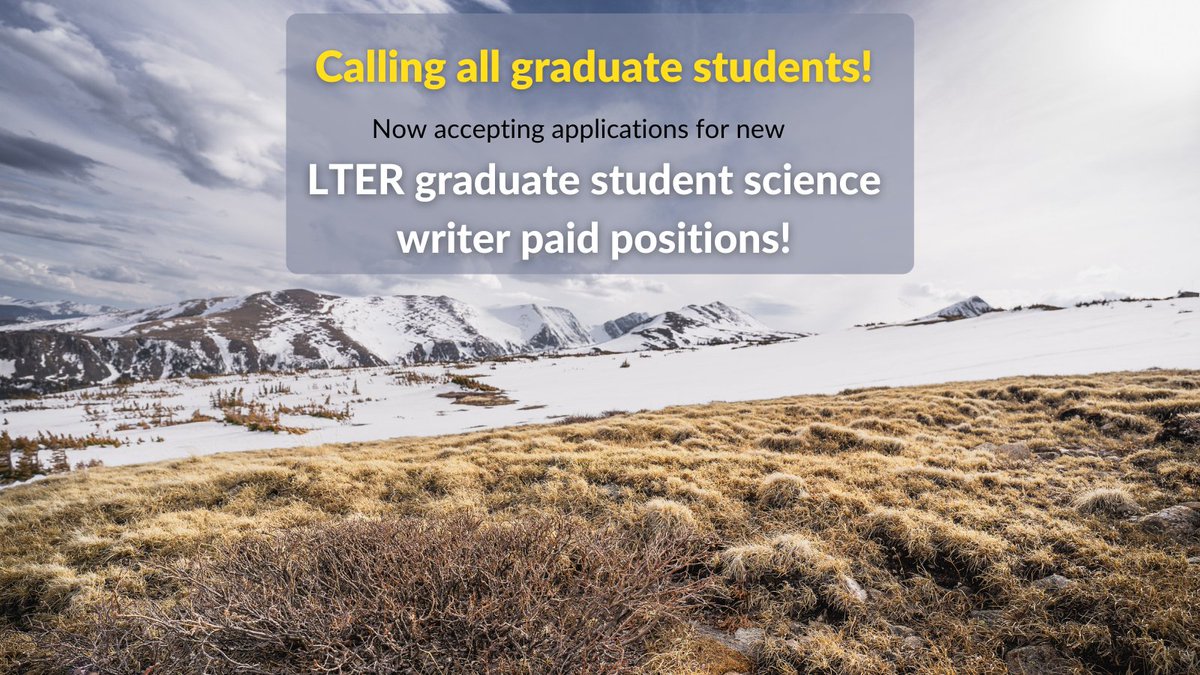Now recruiting LTER Graduate Writing Fellows for 2023!

Fellows write 3 stories about cutting edge research across the network, receive in-depth feedback and editing, and, of course, get paid!

Apps open until Oct. 15th. lternet.edu/stories/love-w…
