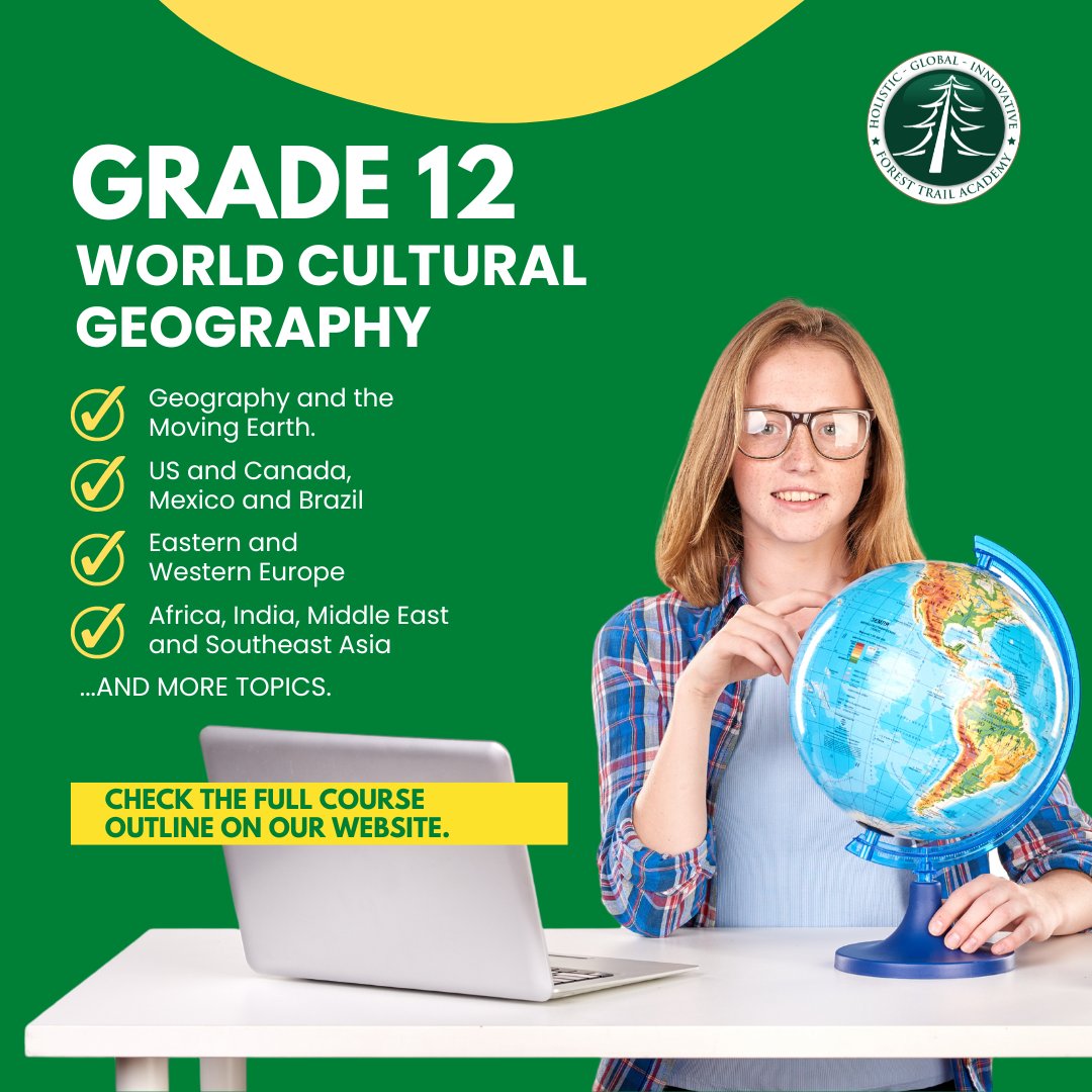 Curriculum Feature: Check out our Grade 12 program for World Cultural Geography. 🌏📖

Know more about the program here: foresttrailacademy.com/academic/highs…

Ready to become a global citizen and broaden your horizons? 

Join us at Forest Trail Academy!