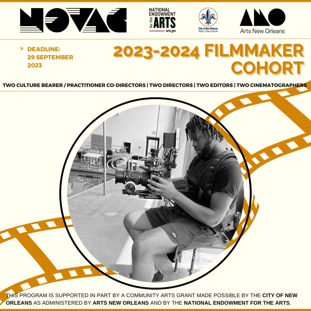 Are you interested in exploring &amp; preserving New Orleans culture bearer practices? Want to learn about documentary filmmaking?  We're seeking 8 New Orleans community members to produce films from 11.2023-07.2024.
More info &amp; to apply, click here: buff.ly/3EAdign 
#film