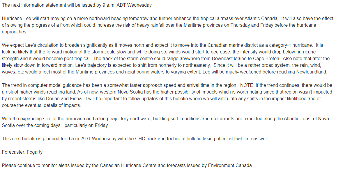 allistercanada's tweet image. NEW: @ECCC_CHC has issued a Tropical Cyclone Information Statement for Nova Scotia, New Brunswick, Prince Edward Island, and Îles-de-la-Madeleine. @chronicleherald @capebretonpost @PEIGuardian #NSwx #NBwx #PEwx #QCwx