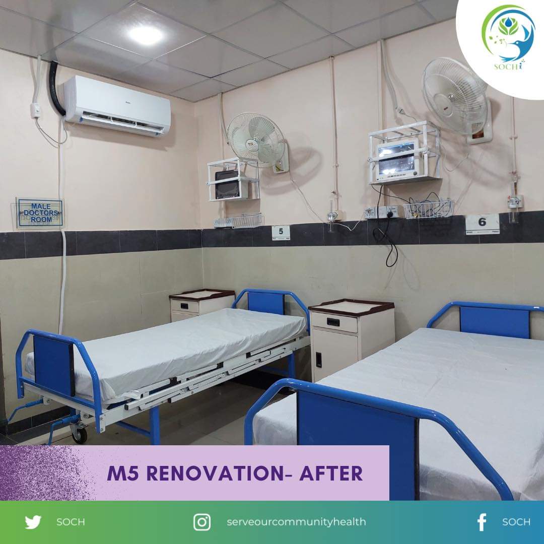 CivilOur's tweet photo. Introducing our revamped M5 in the Otorhinology Ward Building! New beds, monitors, and art by Hamna Tariq (Dept. Director SVP) create a patient haven. Thanks, team CURE for enhancing Civil Hospital. 
#SOCH #PublicHealth #HealthCare https://t.co/ugnFDIUwew