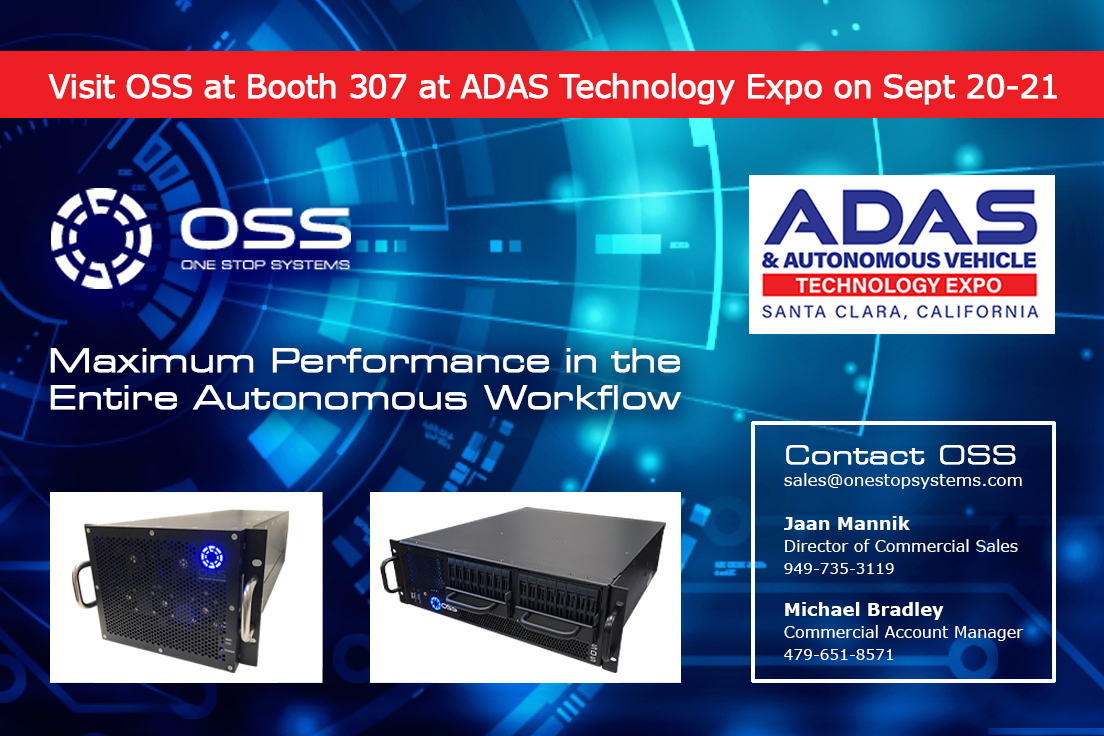 _OneStopSystems's tweet image. Get your free entry pass to visit OSS at Booth 307 at @avtexpousa in Santa Clara: autonomousvehicletechnologyexpo.com/california/reg… #AI #Datalogger #autonomous #AVTExpoUSA #avtexposanjose