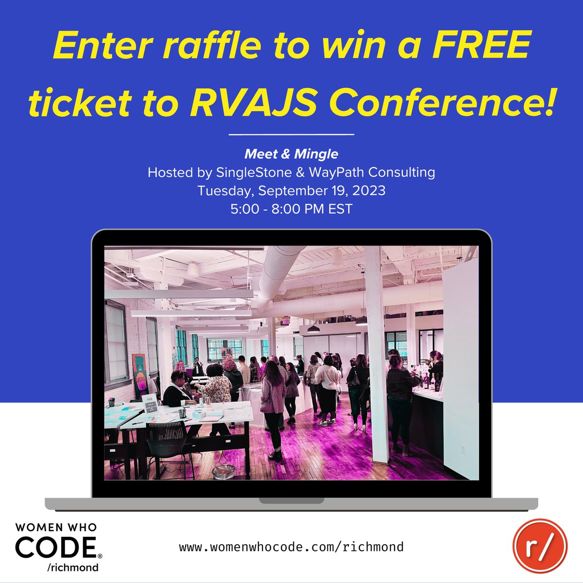 WWCodeRichmond's tweet image. 🎉 I&apos;m P R O U D to announce that @rvatechcouncil has donated two RVAJS Conference tickets to our Richmond #wwcode community !

🎟 Join us @SingleStoneTech next week to enter the raffle: meetup.com/women-who-code…