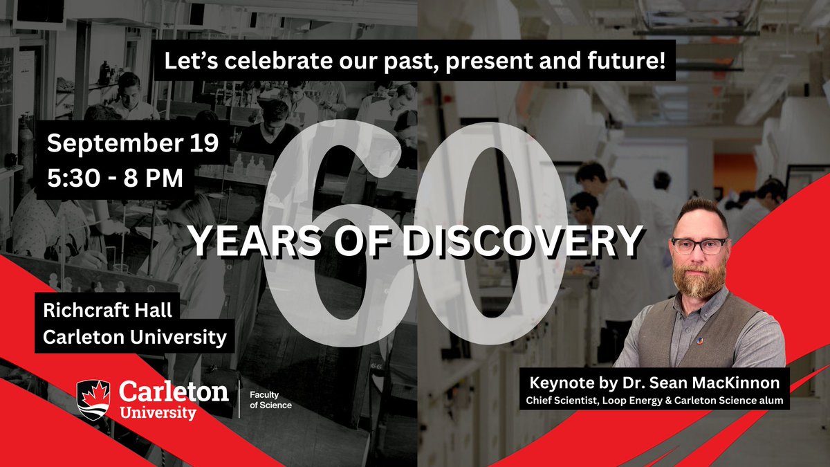 Carleton Science (@carletonscience) on Twitter photo 🎉 Join us for 60 Years of Discovery: A Faculty of Science Anniversary Event! 🎉
📅 Tuesday, Sept. 19
🕔 5:30 PM - 8 PM
📍Richcraft Hall, <a href="/Carleton_U/">Carleton University</a>
Free Food, Drink & Great Conversation! 🧁
This event is open to EVERYONE! Register: science.carleton.ca/celebratescien… 🎉 Join us for 60 Years of Discovery: A Faculty of Science Anniversary Event! 🎉
📅 Tuesday, Sept. 19
🕔 5:30 PM - 8 PM
📍Richcraft Hall, <a href="/Carleton_U/">Carleton University</a>
Free Food, Drink & Great Conversation! 🧁
This event is open to EVERYONE! Register: science.carleton.ca/celebratescien…