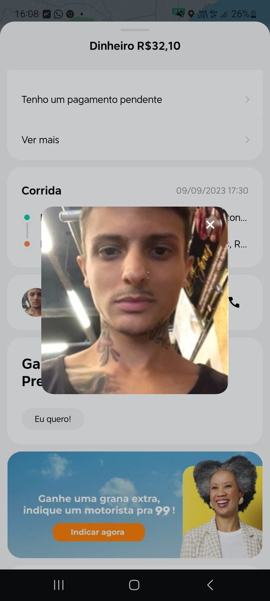 Eu peguei e ser abençoado e ele relatou que eu não paguei a corrida q odioooooo <a href="/99Pay/">99Pay</a>