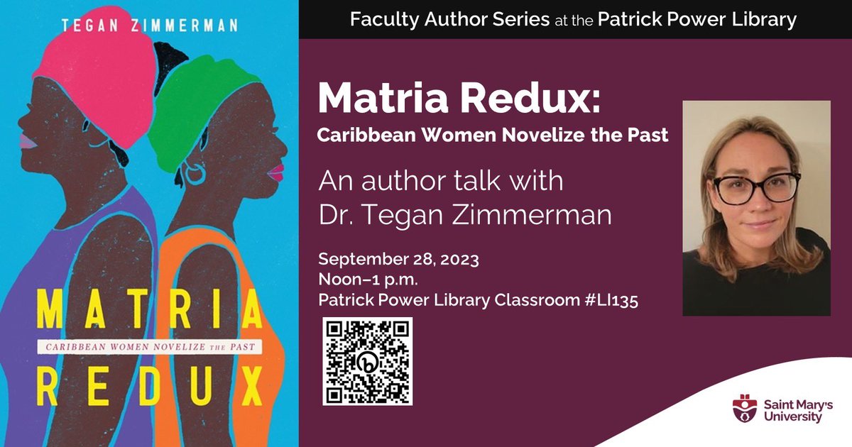 Join Dr. Tegan Zimmerman on Thursday, Sept. 28 for some conversation and engagement on her newest publication, “Matria Redux: Caribbean Women Novelize the Past'. Follow the link below to learn more!

bit.ly/facultyauthorz…

#smu #smuarts #smuenglish #artswithimpact