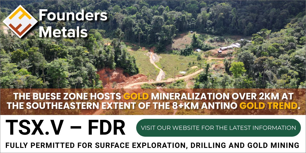 The Buese zone hosts #Gold mineralization over 2KM at the southeastern extent of the 8+KM Antino #GoldTrend

Learn More: howardgroupinc.com/founders/

$FDR.V #foundersmetals #goldexploration #tsxv #mining #highgradegold #suriname #mineralexploration #antinogoldproject #guianashield