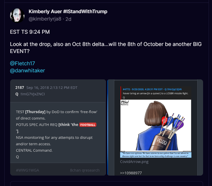 Kimberlyrja8's tweet photo. @idontexistTore @Allenma15086871 My thoughts from TS:
Let's see when the Impeachment hearings are sched, maybe 10/8...my guess is that b4 the hearing (if the hearing is for crimes, etc.) Biden will fall "ill" and then [THEY] will look to replace him via being unable to perform because of HEALTH. #changeofbatter https://t.co/nelwF7CmFa