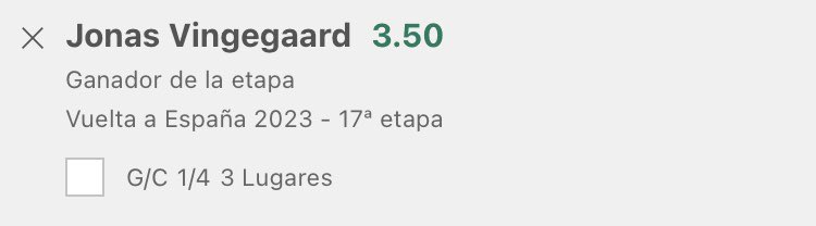 velopredictor's tweet photo. 1u

La Vuelta 🚴‍♂️

Stage 17 - Vingegaard win

Strongest climber of the race. He can win by over a minute if he wants. Hope he attacks at Cuña les Cabres https://t.co/xJK6F8a9f2