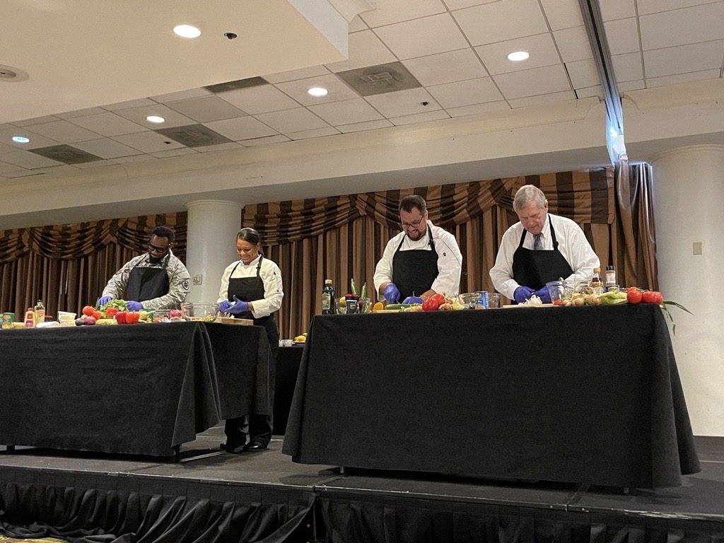 This afternoon, I swapped my suit jacket for a chef's apron at the <a href="/DeptVetAffairs/">Veterans Affairs</a> Veteran Food Security Summit. There, I took part in a cooking competition to highlight our work together to ensure all veterans have equitable access to nutritious and affordable food.