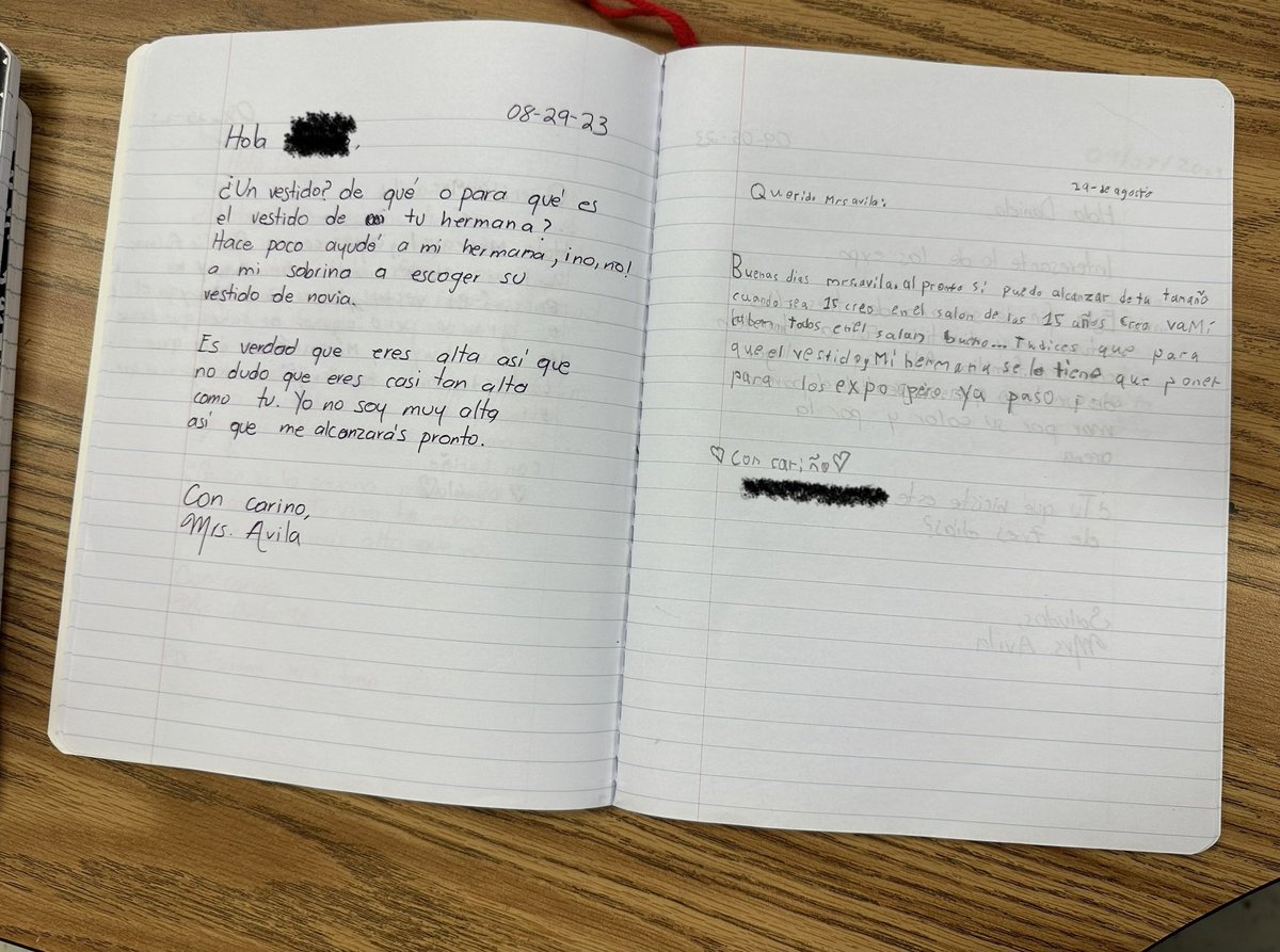 MariaFer_Avila's tweet photo. Excellent writers in the making! 2nd grade students at @JackLoweSrES are becoming great writers as they share letters with me. #interactivejournals are a success! #everythinginexcellence @SHARDEECRYSTAL @SBarrios_DISD @amtzsanchez https://t.co/Z80SVmXrB7