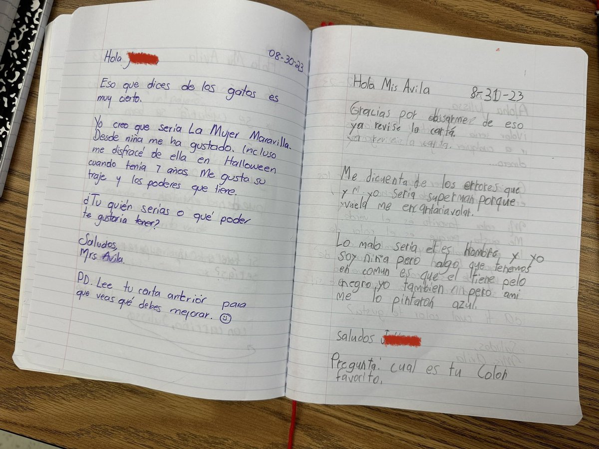 MariaFer_Avila's tweet photo. Excellent writers in the making! 2nd grade students at @JackLoweSrES are becoming great writers as they share letters with me. #interactivejournals are a success! #everythinginexcellence @SHARDEECRYSTAL @SBarrios_DISD @amtzsanchez https://t.co/Z80SVmXrB7