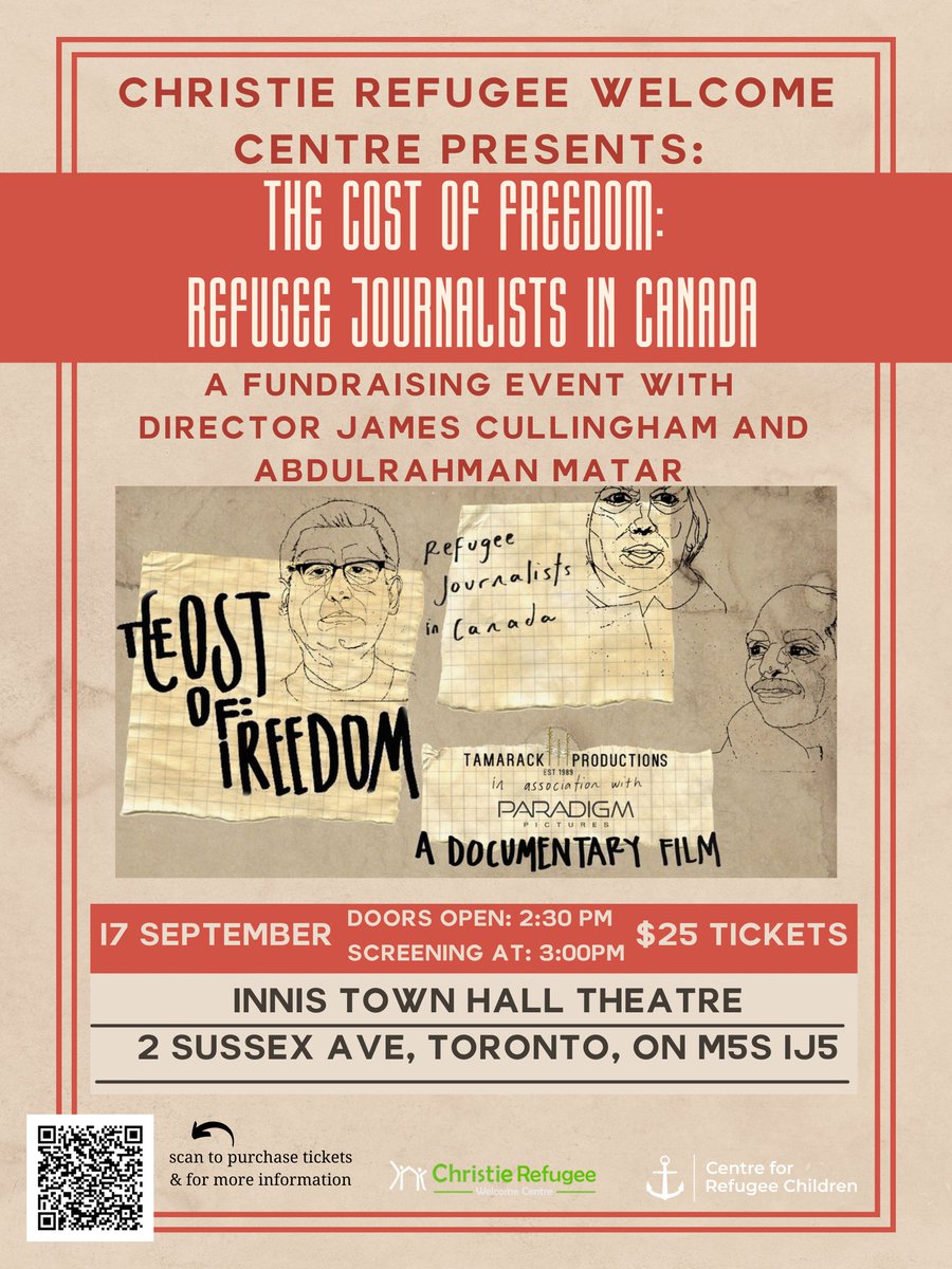 pencanada (@pencanada) on Twitter photo #Toronto come out this weekend, Sunday Sept 17, for fundraising screening in support of Christie Refugee Welcome Centre
Director James Cullingham will appear on a panel with film subject and Syrian #writerinexile <a href="/Abdul_Matar/">Abdulrahman Matar</a>
Tickets: buff.ly/3Rklrgy #Toronto come out this weekend, Sunday Sept 17, for fundraising screening in support of Christie Refugee Welcome Centre
Director James Cullingham will appear on a panel with film subject and Syrian #writerinexile <a href="/Abdul_Matar/">Abdulrahman Matar</a>
Tickets: buff.ly/3Rklrgy