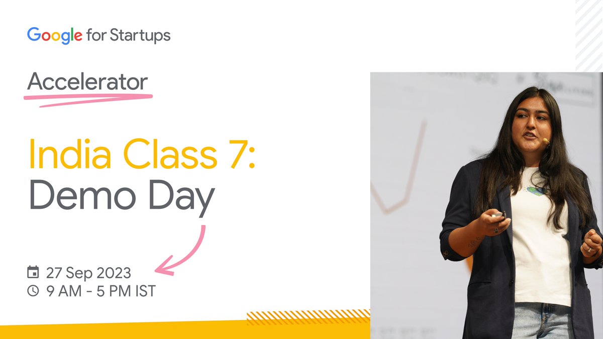 GeoAccountMng's tweet photo. Join us for the Google for Startups Accelerator: India Demo Day to hear from 20 startups using AI &amp; ML across different sectors - from healthcare to creator economy, sustainability, gaming and much more. RSVP here: https://t.co/9Lav3lA6bj https://t.co/DHp7UhwksA