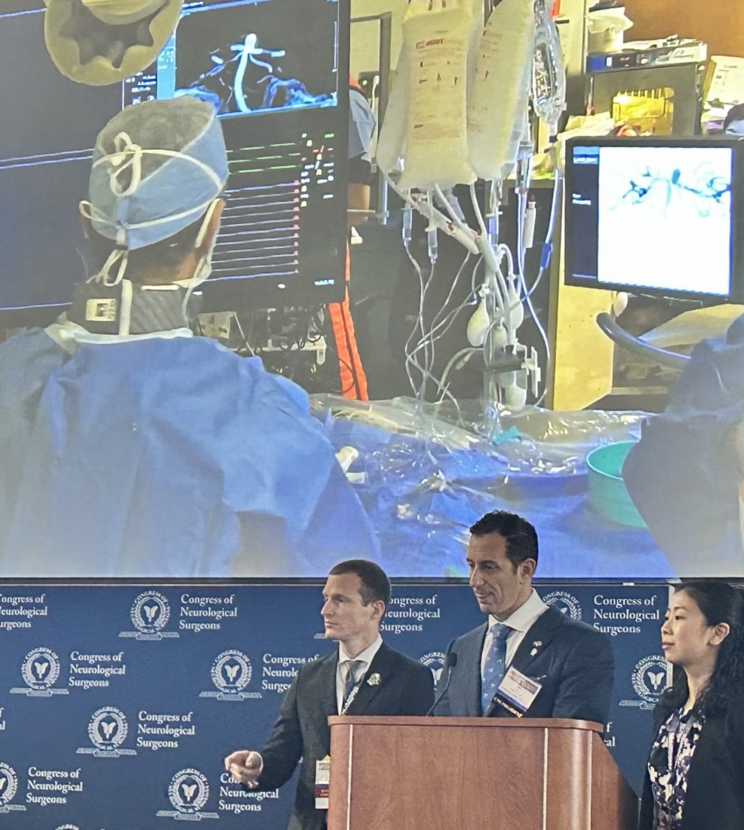 terumoneuro's tweet photo. Thank you, Dr. @_AdnanSiddiqui and Dr. @EladLevyMD and the rest of the team at the @UB_Neurosurgery for executing a great live WEB case during #CNS2023! Make sure to stop by the MicroVention booth for hands on with the new sizes of the WEB device. #WEBdevice #OneAndDone #neurovasular #neurosurgery #neurotwitter