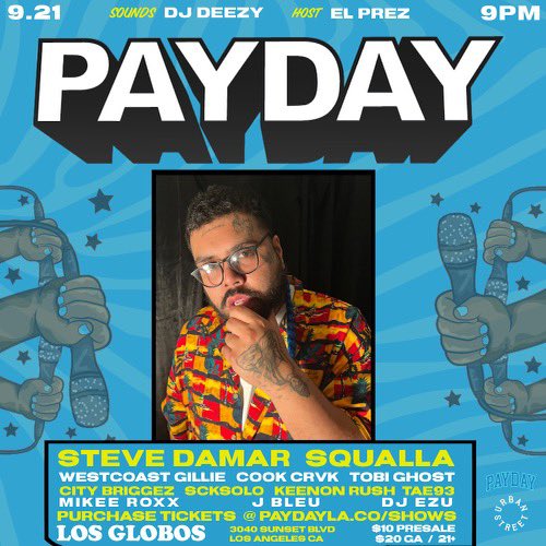 Steve_DaMar's tweet photo. If you want that real Hip Hop pull up 9/21 in LA shoutout @payday_la https://t.co/vpxwFGNpf6