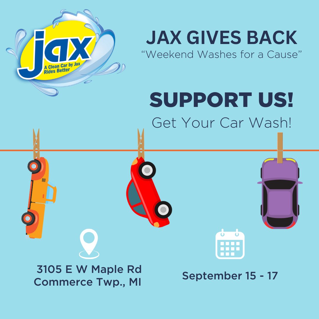 Support the Detroit Institute for Children this weekend! September 15-17th, get your car washed for a cause.