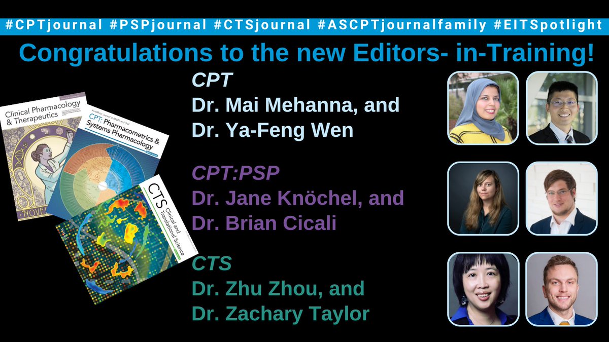 ASCPT_ClinPharm's tweet photo. Congratulations to the newly announced cohort of ASCPT Journal Family EITs! https://t.co/M1jrwMsaAZ