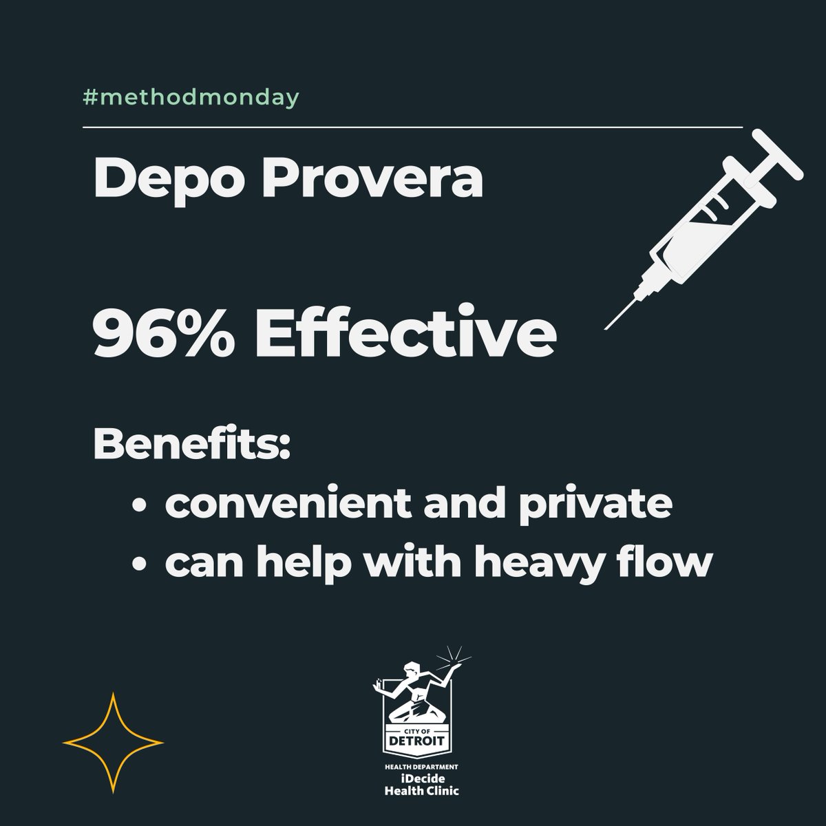 idecidedetroit's tweet image. #MethodMonday - the Depo shot is a convenient form of birth control as you only need to get it four times a year. If you are interested in this or other birth control options, please call us at 313-876-4319. plannedparenthood.org/learn/birth-co…