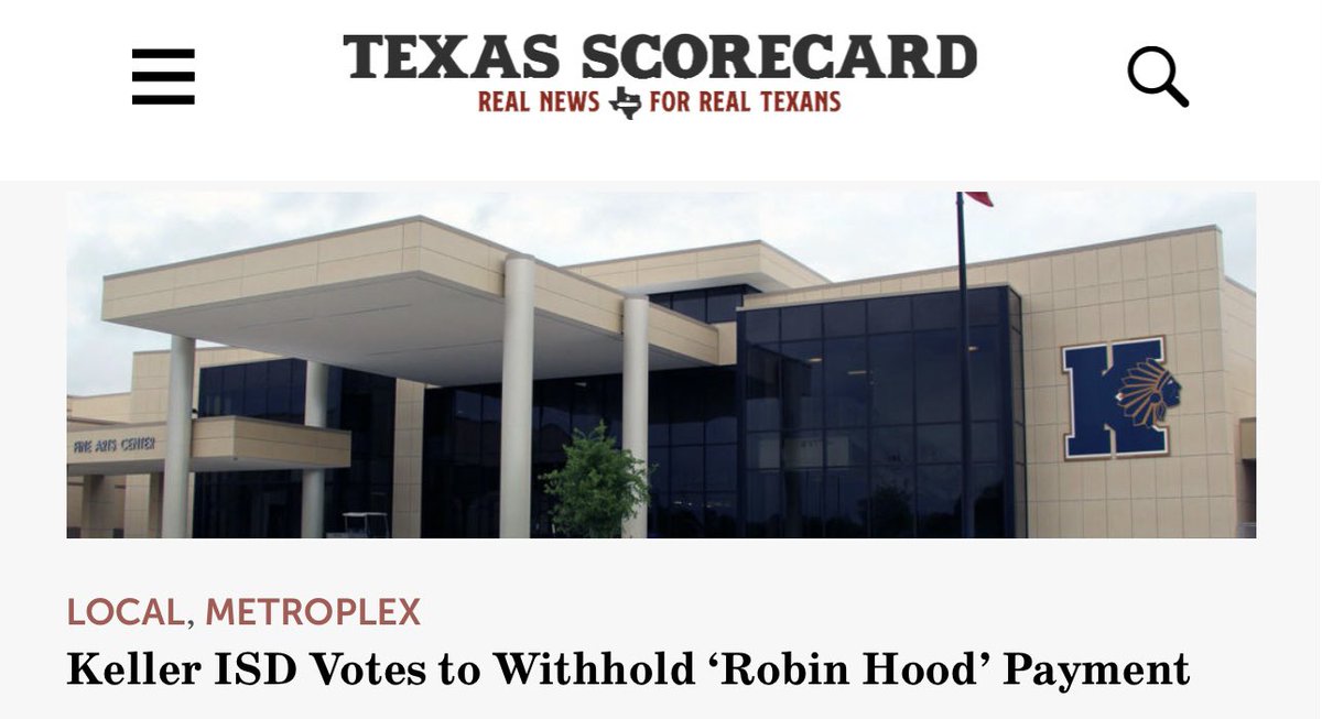 TrueTexasTea's tweet photo. NEW: @KellerISD Votes to Withhold “Robin Hood” Payment

Board President Charles Randklev says Texas’ school finance system is broken.

“Where is this money going?”

Details: https://t.co/kwgXHOmhiK 
#KellerISD #TXLege https://t.co/b9GNhYtR9I