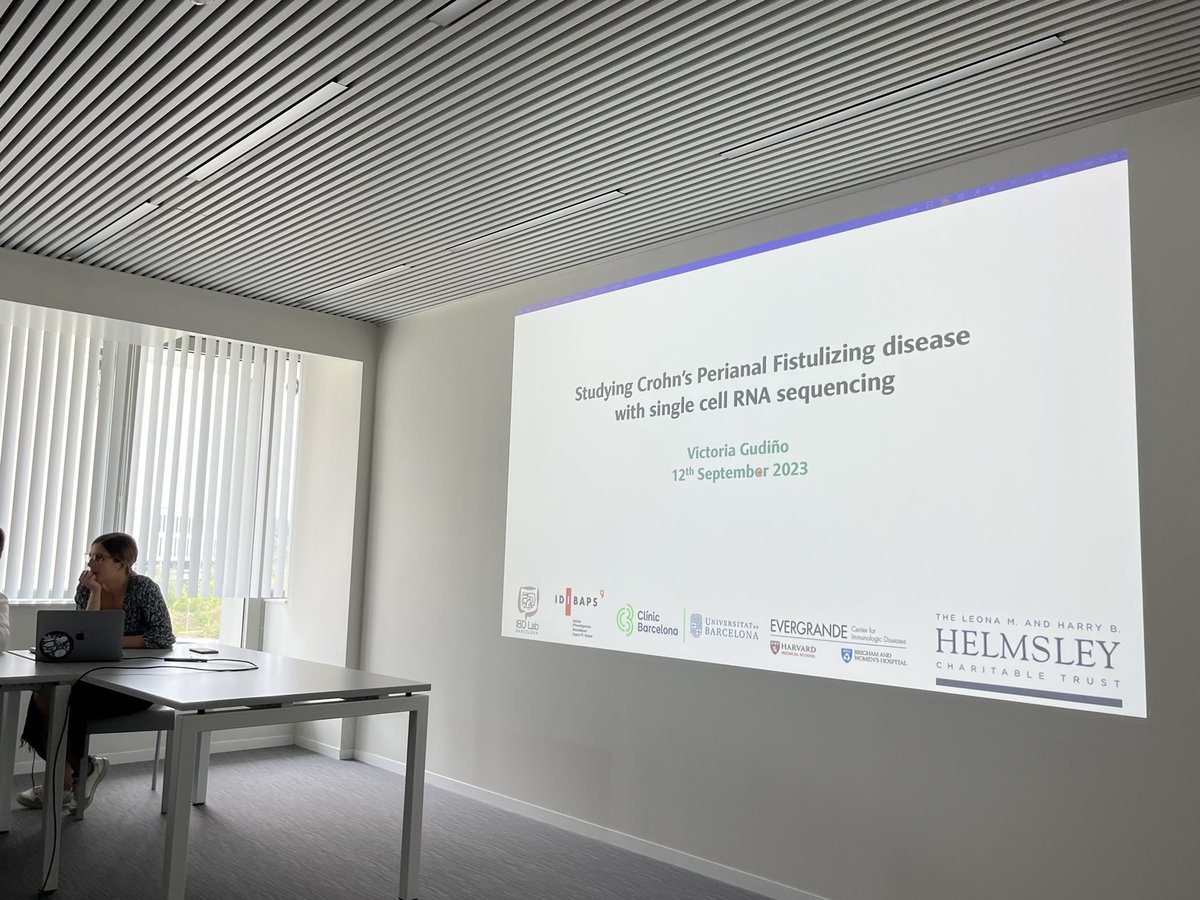 ibdleuven's tweet photo. It’s truly a pleasure hosting this week #Victoria #Gudiño from the @AzucenaSalas17 lab @ibd_bcn giving an excellent talk today at our weekly labmeeting! #unmetneeds #perianalCD @gmatteoli1978 @fibrotarget @HelmsleyTrust https://t.co/Lkk6Za57Pf