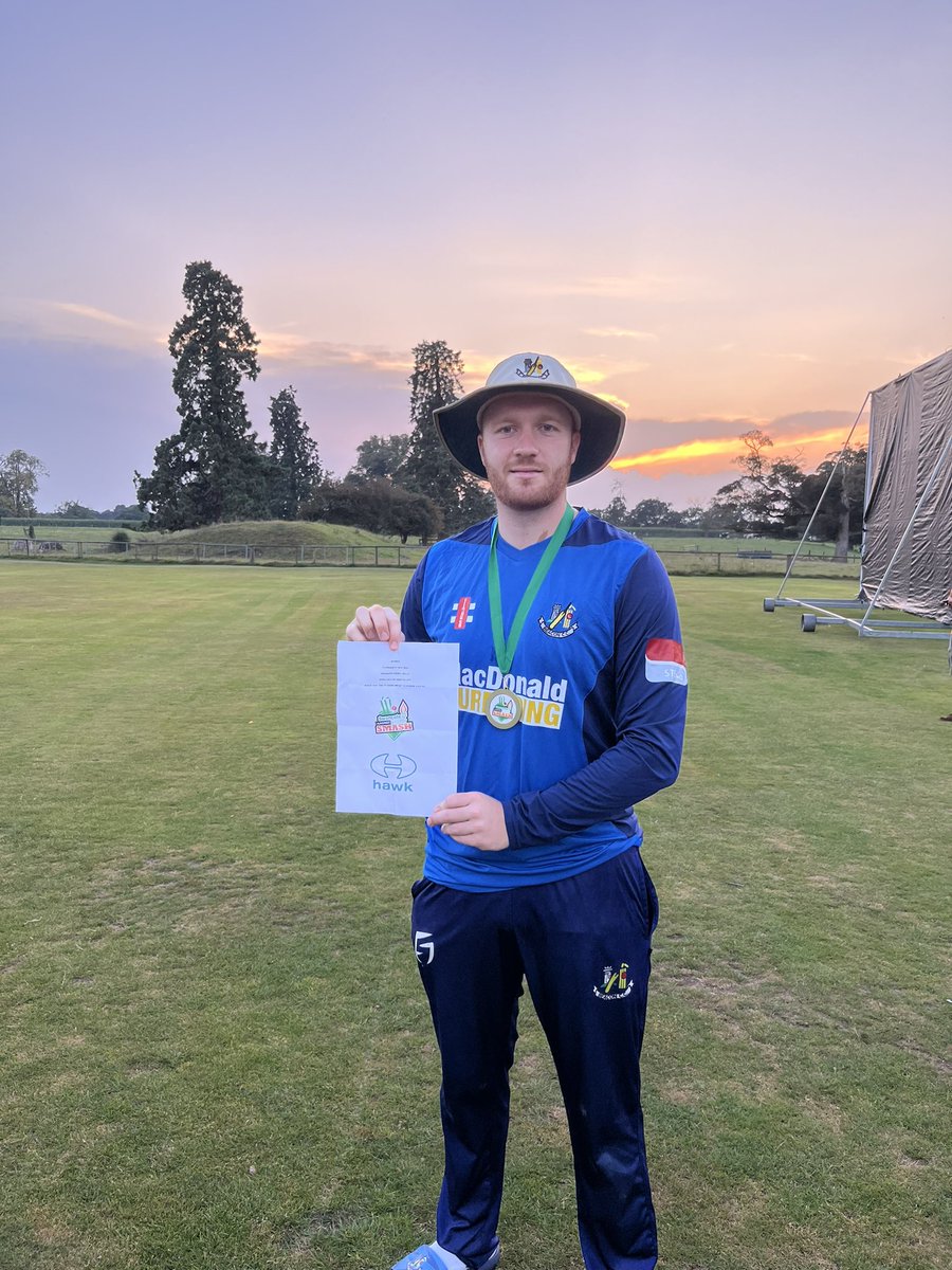 WorfieldCC's tweet photo. The tournaments major talking point was the @hawkcricket1 MVP award. 

With the standings changing until @Beacon_CC’s captain Jake Cartwright took 6 wickets in the semi’s and hit 65 to help his side go on to win the comp!

A huge thank you goes out to Hawk for their support… https://t.co/KfHsfuB4gw