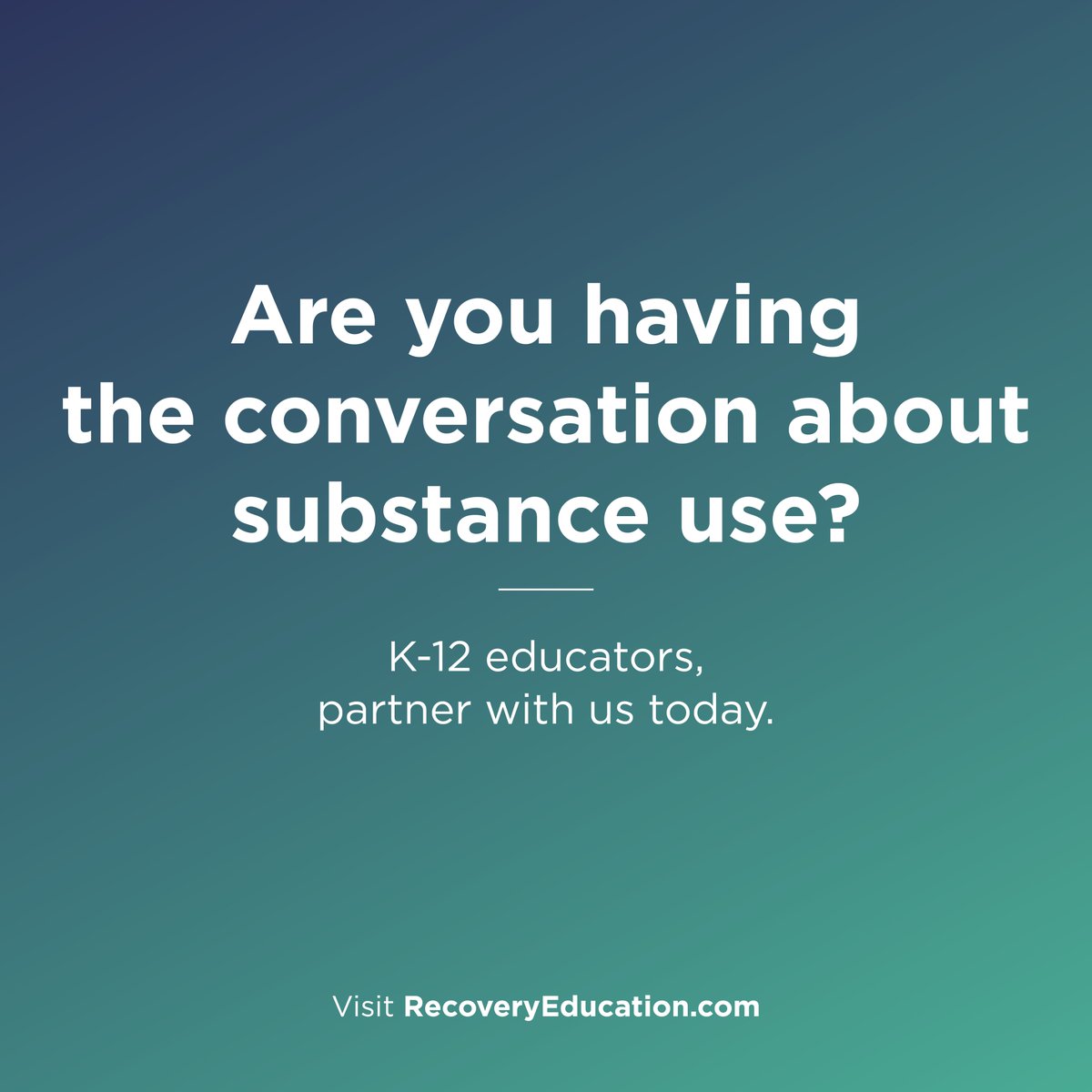 Recovery_Edu's tweet photo. Educators and families should work together to address substance use disorders among children. https://t.co/QmQZQIY62Z will help parents and K-12 staff address this issue. If our services may help your school or related organization, contact us today. #recoveryeducation https://t.co/8vv3pnzWpA