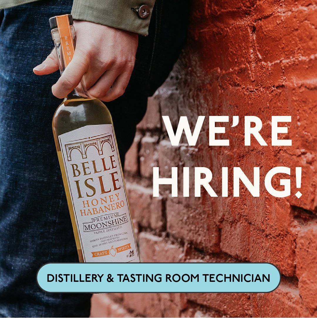 Wanna join the #belleisleshine team? We’re hiring one or two Distillery &amp; Tasting Room Technicians to work out of our Richmond distillery 🚨

Tap the link below to peep the full job description &amp; apply today 😊

bit.ly/3EAm11Z