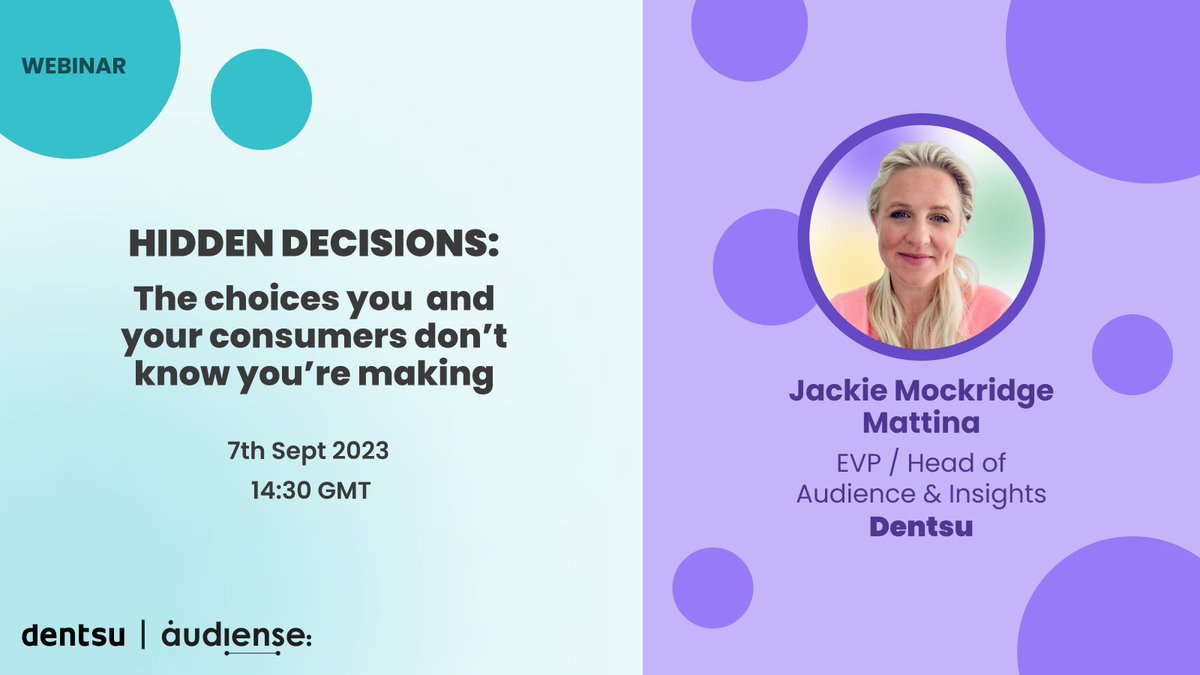 AudienseCo's tweet photo. #ICYMI our #HiddenDecisions webinar with the hugely talented Jackie Mattina from @dentsu_global, here’s a quick summary 🧵 of the full session. Grab a coffee (Milk? Sugar?) and let’s go! ☕️ https://t.co/lqLbq99Aba