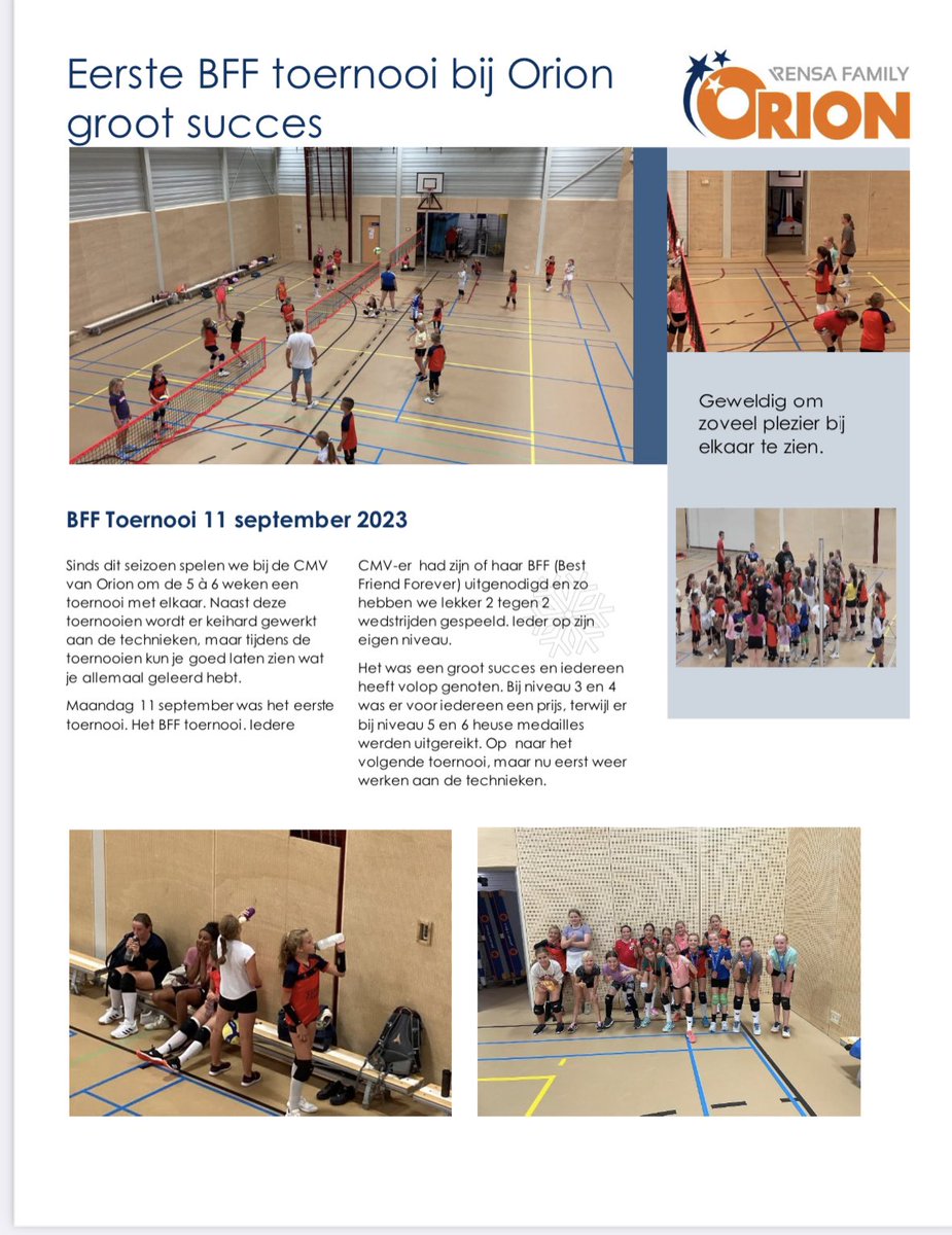 Een mooie primeur van de onderlinge wedstrijden die onze CMV spelers dit seizoen regelmatig gaan spelen. Tijdens het BFF toernooi waren vriendjes en vriendinnetjes welkom en samen maakten ze er een gezellig volleybalfeestje van👍🏐