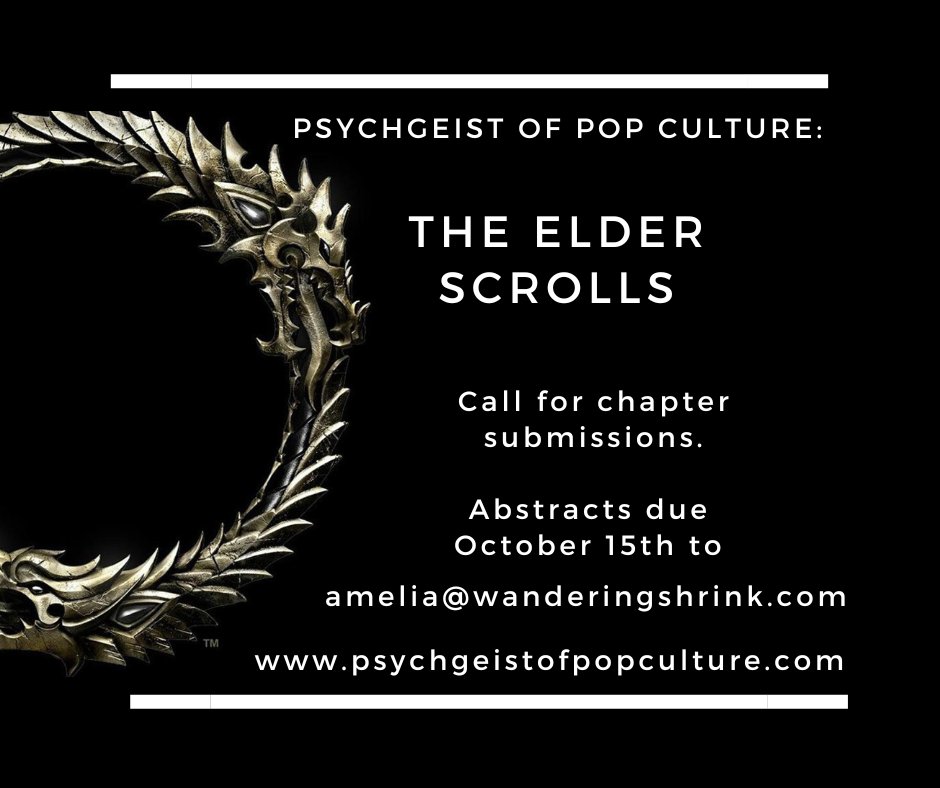Hey all! Did you know I'm editing a book focused on the Elder Scrolls? I'm still looking for authors! Let me know if you're interested or pass this off to someone who you think would be a good fit! press.etc.cmu.edu/news/call-prop…
