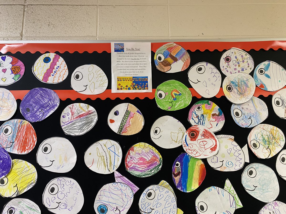 Students <a href="/D45Stevenson/">Stevenson School</a> all started the year in art with reading the book "You Be You" and designing a fish. The book talks about how everyone is unique and special.  Great job Stevenson artists!