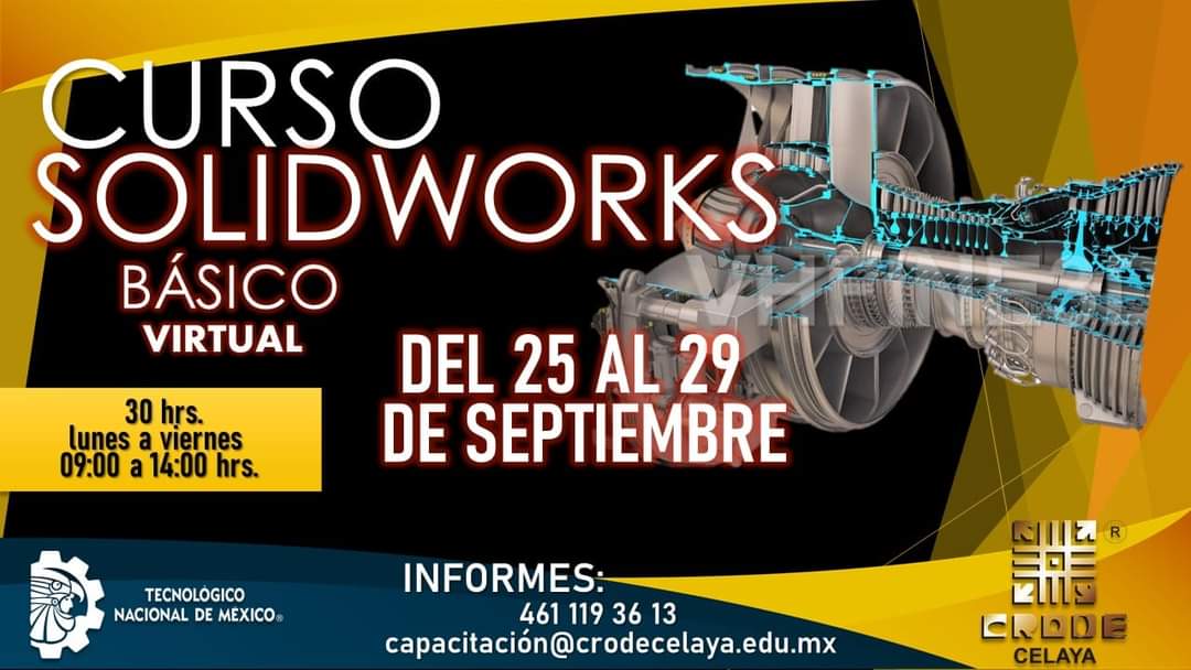 ¿Quieres aprender SolidWorks? 
¡No te pierdas esta gran oportunidad!

El TecNM campus CRODE Celaya invita a la comunidad TecNM y al público en general al curso de SolidWorks en modalidad virtual que se impartirá del 25 al 29 de septiembre.

Inscríbete 👉 acortar.link/ilhHkn
